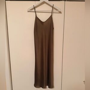 Quince Satin Slip Dress small Dogwood / Tan